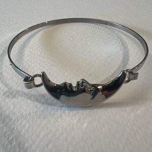 Sterling Silver Moon Face cuff bangle